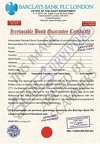 Fake Bond Guarantee Certificate