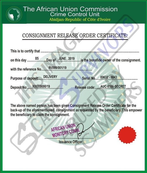 Fake Consignment Release Order Certificate.JPG