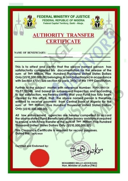 Fake Authority Transfer Certificate.JPG
