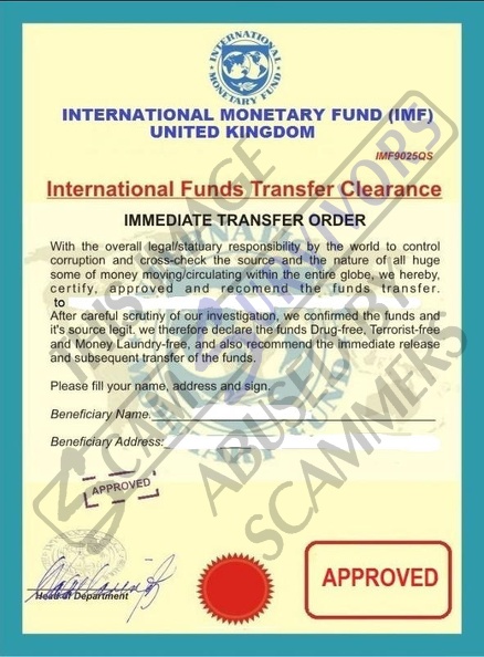 Fake International Funds Transfer Clearance.JPG