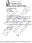 Fake Department of Financial Services Letter