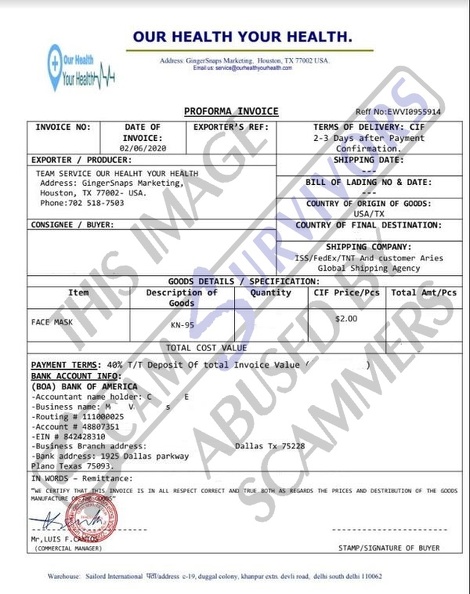 Fake Invoice 2 Our Health Your Health.JPG