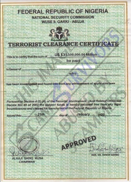 Fake Terrorist Clearance Certificate.PNG