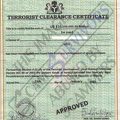 Fake Terrorist Clearance Certificate