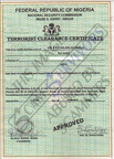 Fake Terrorist Clearance Certificate