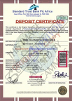 Fake Deposit Certificate