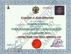 Fake Certificate of Ownership